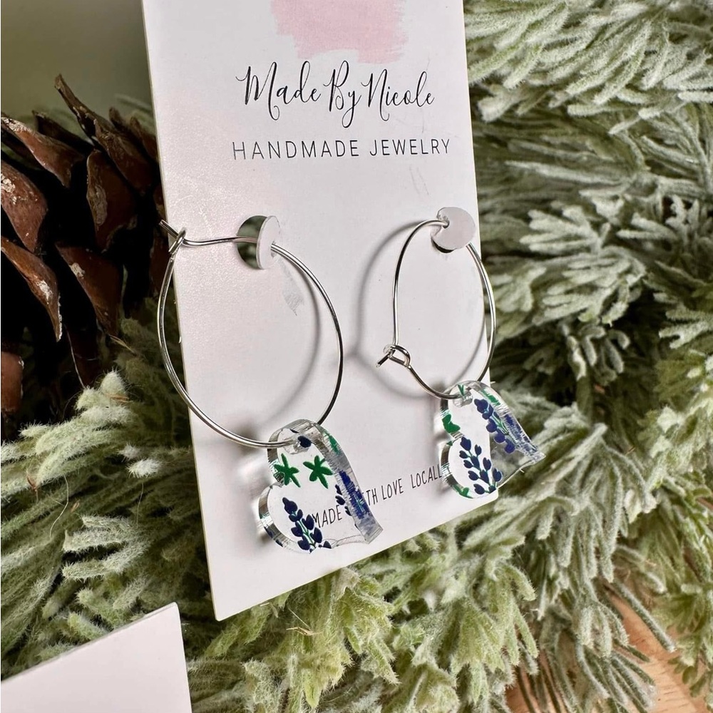 Hand Crafted Silver and Blue Floral Earrings Lupine